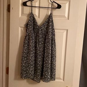 Green patterned dress.